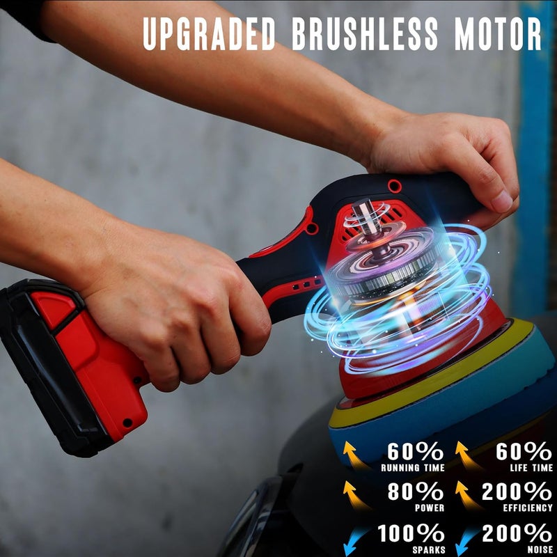 Alrigon Buffer Polisher Compatible with Milwaukee M18 Battery, Cordless 6 Inch Orbital Buffer, Brushless Motor Car Buffer for Boat, Car Polishing and Waxing (Tool Only, NO Battery ) - Image 3